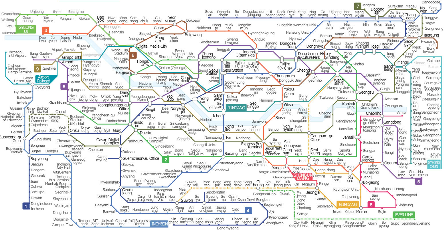 Seoul Subway Map 2020 Seoul Subway Metro Map English Version (Updated)